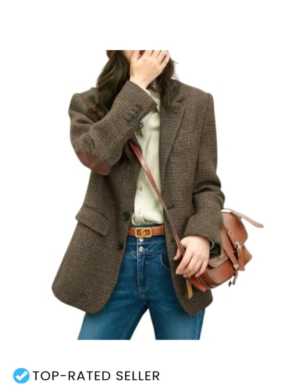 Wool Blend Plaid Blazer Jacket Single Breasted Business Coat
